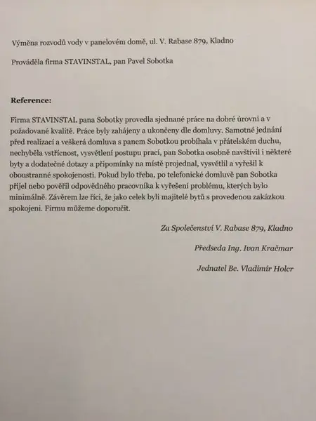 Reference od zákazníka — fotografie 1